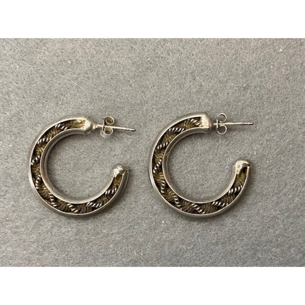 Vintage Silver Hoop Earrings‎ EUC